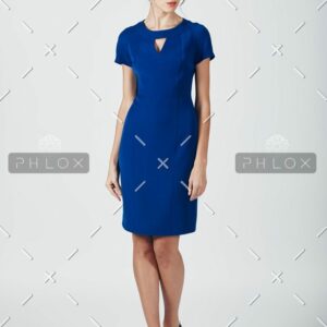 Blue Cap Sleeved Midi Dress